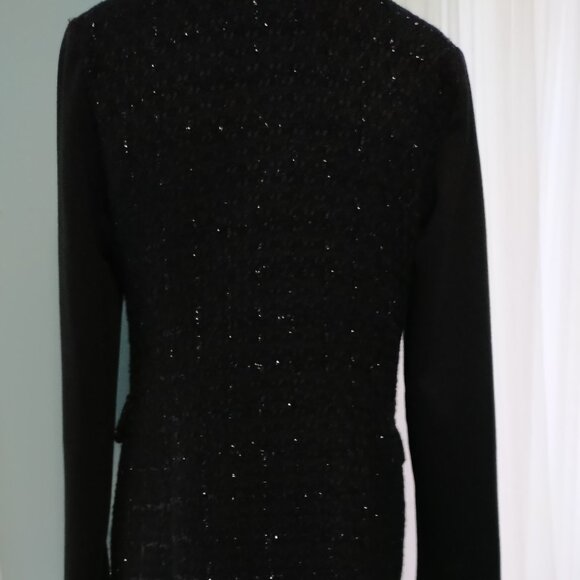 Black Tweed Boucle Metallic Thread Jacket NWOT - Picture 4 of 11